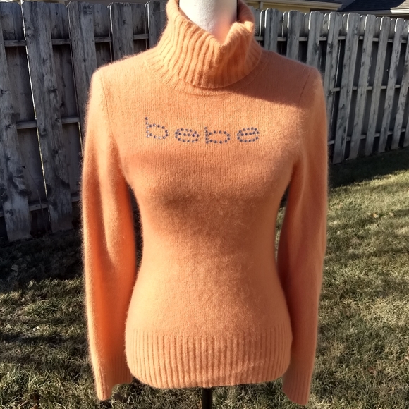 Orange Angora Turtleneck Sweater 